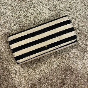 Universal Thread Striped Tri-Fold Wallet Card Case Navy Cream One Size